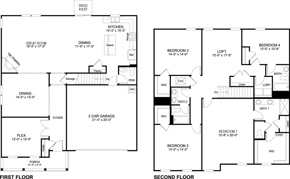 2D floor plan layout for the Richland by D.R. Horton in Old Shiloh, Greeneville, TN (Image 3). 2D floor plan layout for the Richland by D.R. Horton in Old Shiloh, Greeneville, TN (Image 3).