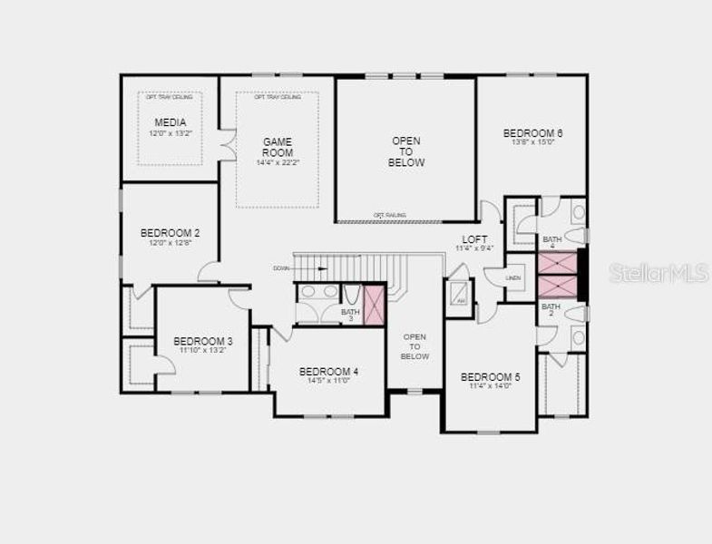 Structural options added include; Gourmet kitchen, study, shower in bath 2, 3, and 4, 8' interior doors, tray ceilings in dining, study, primary suite, media and game room, impact windows, outdoor kitchen rough-in, and extended lanai.