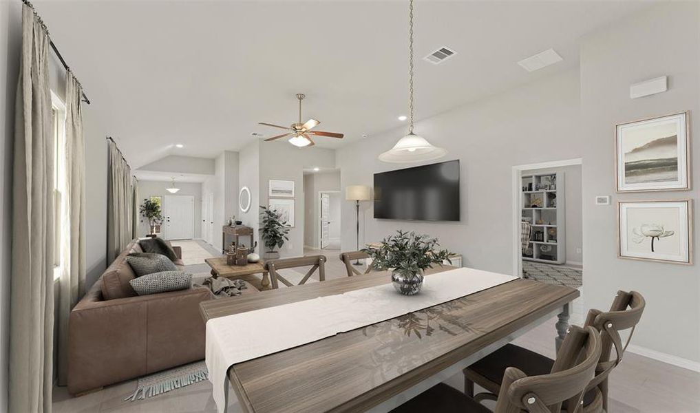 View of dining room and great room (*Photo not of actual home and used for illustration purposes only.)