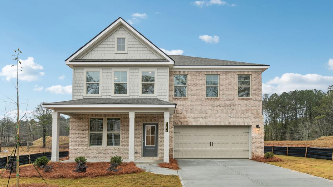 Front exterior of a new home in Hamilton Lakes, Lawrenceville, GA, highlighting curb appeal (Image 22). Front exterior of a new home in Hamilton Lakes, Lawrenceville, GA, highlighting curb appeal (Image 22).