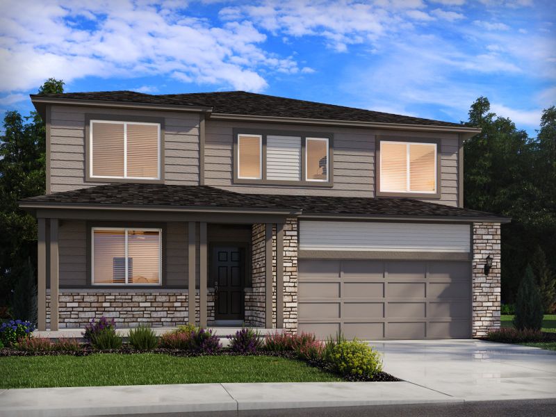 Representative exterior photo of a completed home built from the The Sylvan by Meritage Homes in Poudre Heights: The Lakes Collection, Windsor, CO (Image 2).