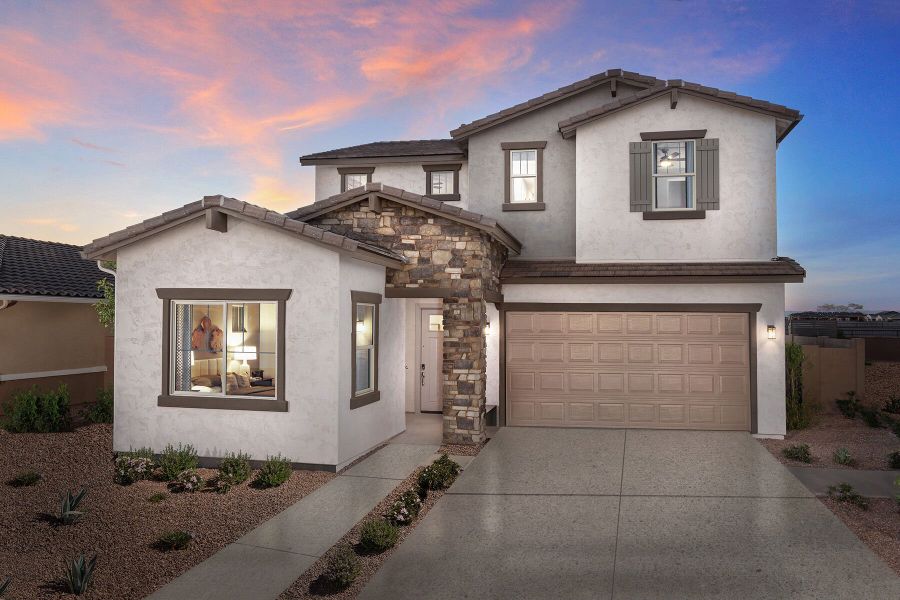 Representative exterior photo of a completed home built from the Tawny by Mattamy Homes in Empire Pointe, Queen Creek, AZ (Image 24).