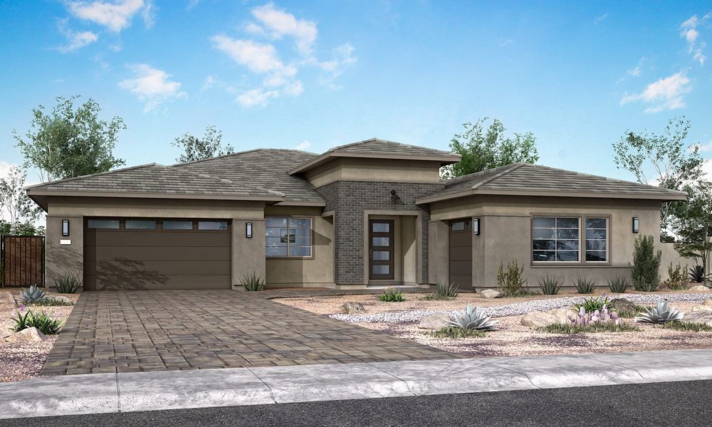 Representative exterior photo of a completed home built from the Pinnacle Plan 6531 by Tri Pointe Homes in Whispering Hills, Laveen, AZ (Image 2). Representative exterior photo of a completed home built from the Pinnacle Plan 6531 by Tri Pointe Homes in Whispering Hills, Laveen, AZ (Image 2).