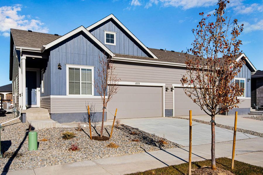 Representative exterior photo of a completed home built from the 3405 by Tri Pointe Homes in Westside Crossing, Berthoud, CO (Image 2). Representative exterior photo of a completed home built from the 3405 by Tri Pointe Homes in Westside Crossing, Berthoud, CO (Image 2).