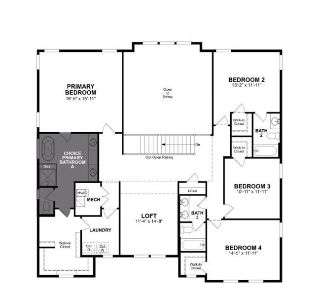 2D floor plan layout for the Yonah by Beazer Homes in Estates at Daves Creek, Cumming, GA (Image 4).