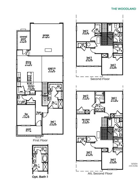 2D floor plan layout for the WOODLAND by D.R. Horton in The Cove at Mallard Crossing, Summerville, SC (Image 3).