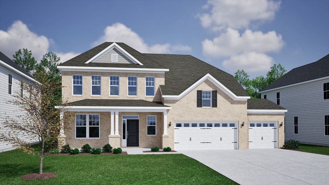 Representative exterior photo of a completed home built from the Nottely - Vanguard Collection by Mungo Homes in Windsor Forest, Anderson, SC (Image 23).