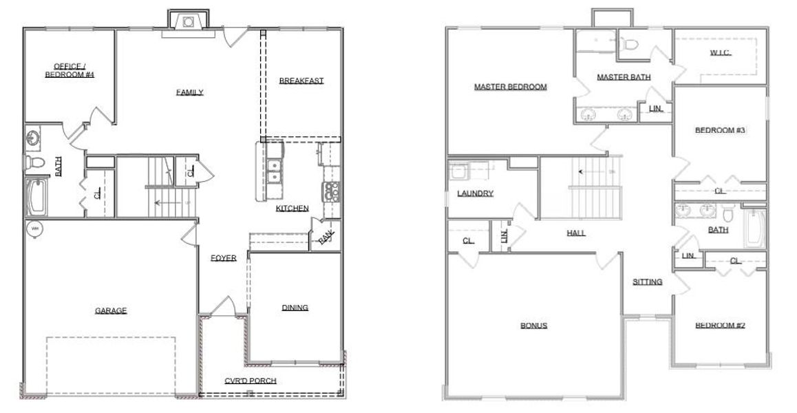 2D floor plan layout for the The Huntington by Smithbilt Homes in Honey Oaks, Corryton, TN (Image 2).