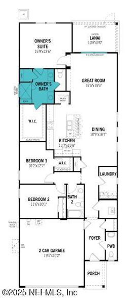 2D floor plan layout of this home in RiverTown - Forest, St. Johns, FL (Image 3).