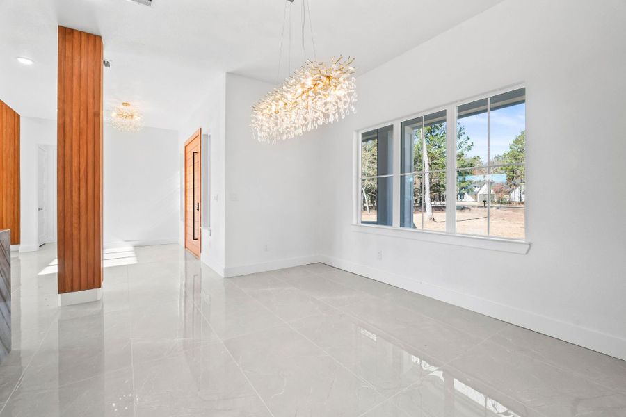 Dining area with big windows