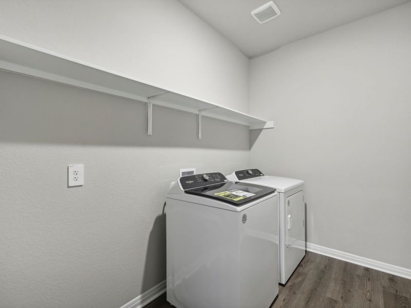 This home's laundry room comes with an included washer and dryer.