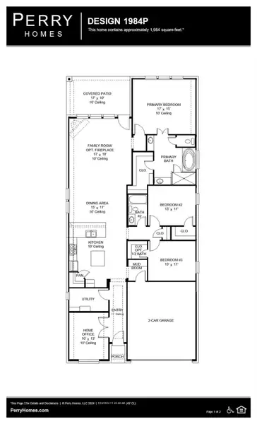 2D floor plan layout of this home in Audubon Park 45', Magnolia, TX (Image 4).