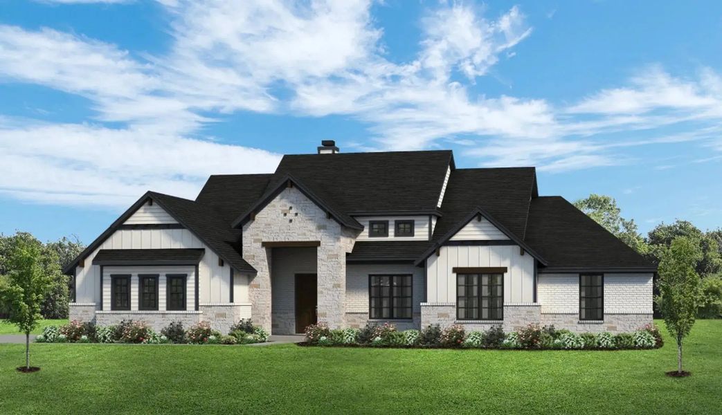 Representative exterior photo of a completed home built from the The Luke by Elmwood Custom Homes in Ranch at Stone Hill, Waxahachie, TX (Image 7).