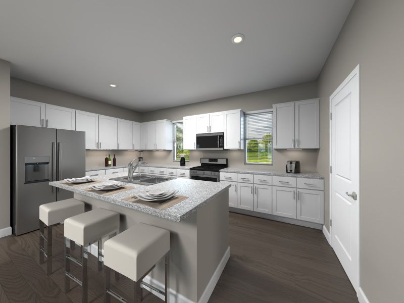 Create gourmet meals in the open concept kitchen. Create gourmet meals in the open concept kitchen.