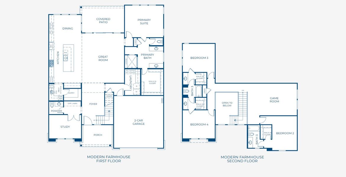 2D floor plan layout for the 5052 by Risewell Homes in Bluff Haven, Georgetown, TX (Image 3).