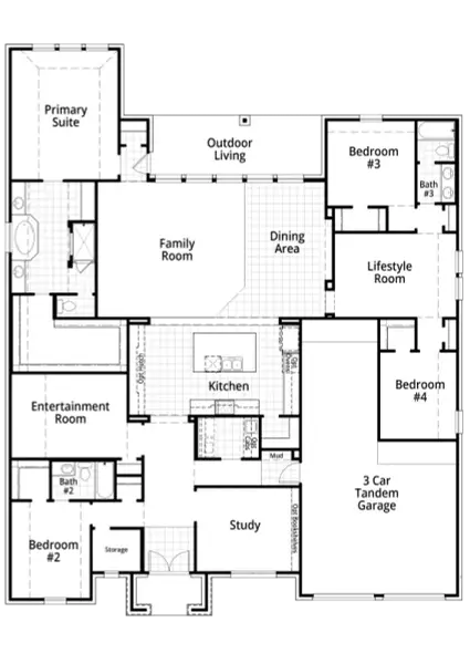 2D floor plan layout of this home in 6 Creeks at Waterridge, Kyle, TX (Image 4).