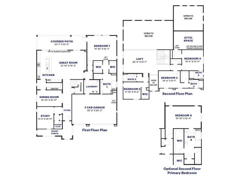 2D floor plan layout for the Magnolia by D.R. Horton in The Ridge at Stone Butte, Phoenix, AZ (Image 3).