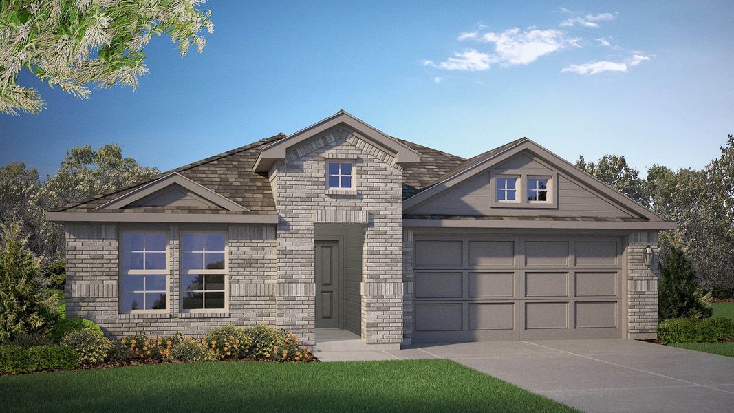 Front exterior of a new home in Lonestar at Liberty Trails, Fort Worth, TX, highlighting curb appeal (Image 1). Front exterior of a new home in Lonestar at Liberty Trails, Fort Worth, TX, highlighting curb appeal (Image 1).