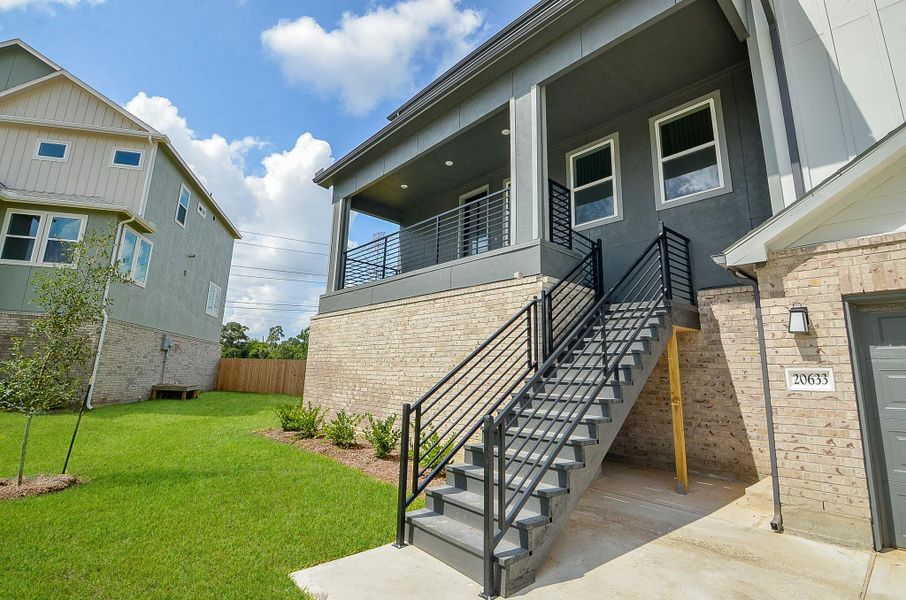 Notice the stairs leading up to the covered porch. Notice the stairs leading up to the covered porch.