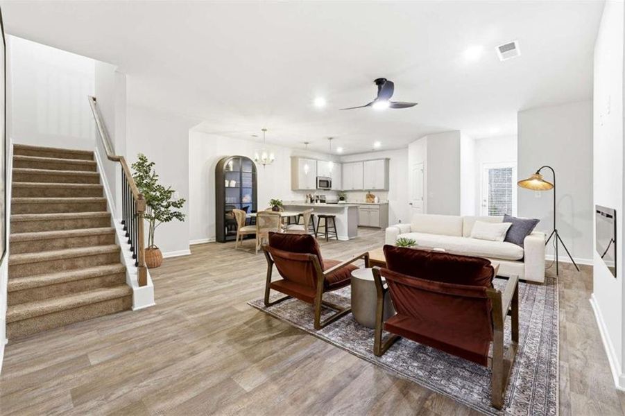 Furnished interior view inside a new home in Concord Oaks, Powder Springs (Image 4). Furnished interior view inside a new home in Concord Oaks, Powder Springs (Image 4).