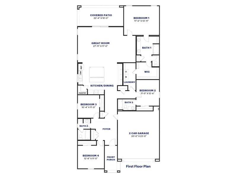 2D floor plan layout for the Tapatio by D.R. Horton in El Cidro, Goodyear, AZ (Image 3). 2D floor plan layout for the Tapatio by D.R. Horton in El Cidro, Goodyear, AZ (Image 3).
