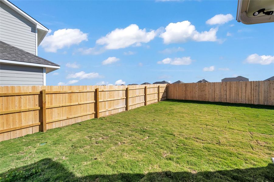 View of fenced backyard