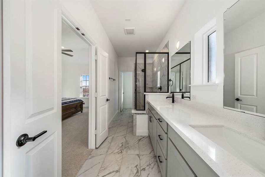 Furnished interior view inside a new home in Fields Villas - Darling Homes, Frisco (Image 16). Furnished interior view inside a new home in Fields Villas - Darling Homes, Frisco (Image 16).