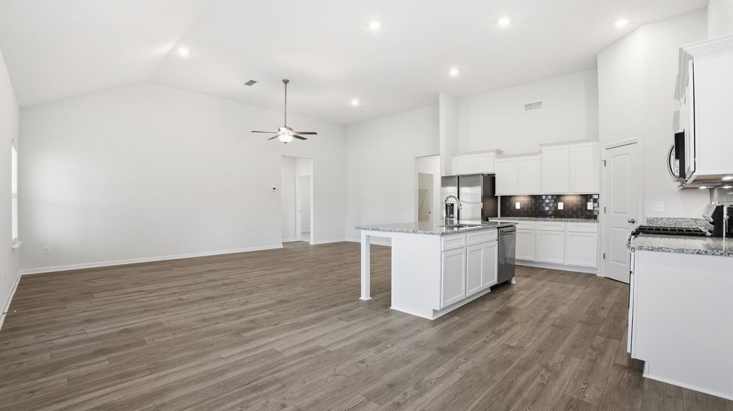 looking from dining room into the great room