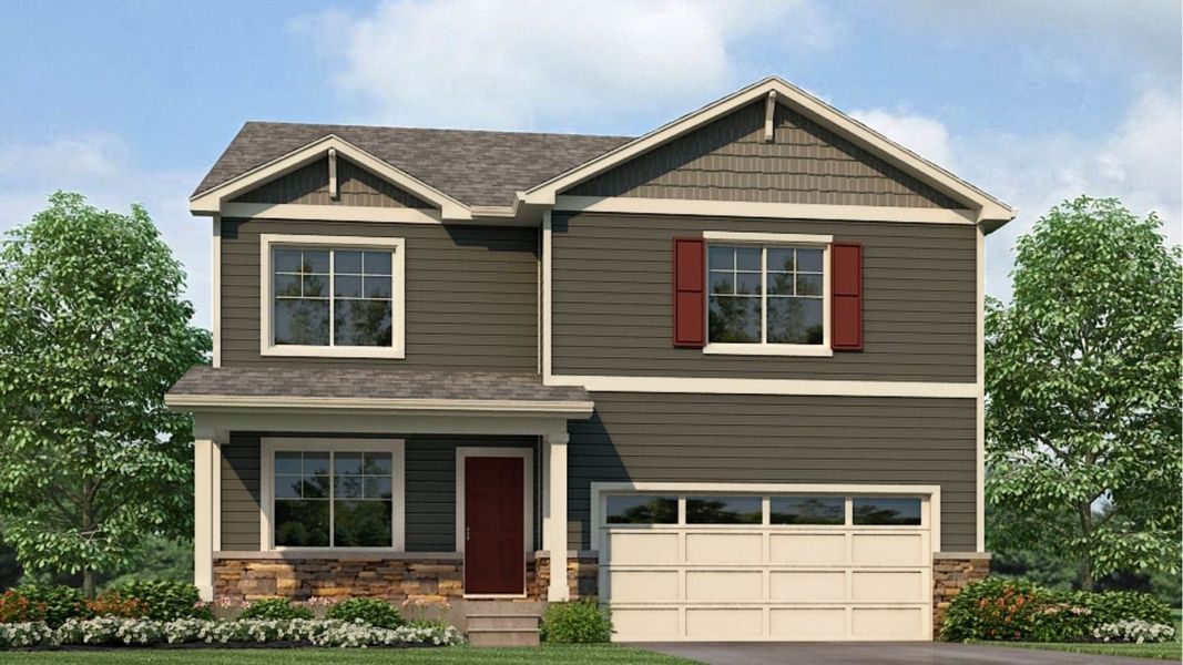 Representative exterior photo of a completed home built from the Bridgeport by D.R. Horton in Lakeside Canyon, Mead, CO (Image 20).