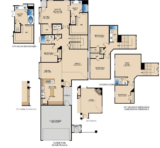2D floor plan layout for the Trentino by Pacesetter Homes in Keeneland, Aubrey, TX (Image 4).