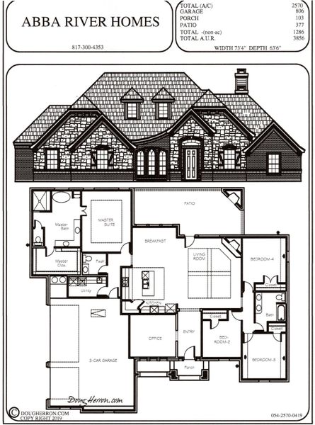 2D floor plan layout for the 054-2570-0419 by Abba River Homes in Stanford Estates, Springtown, TX (Image 2). 2D floor plan layout for the 054-2570-0419 by Abba River Homes in Stanford Estates, Springtown, TX (Image 2).
