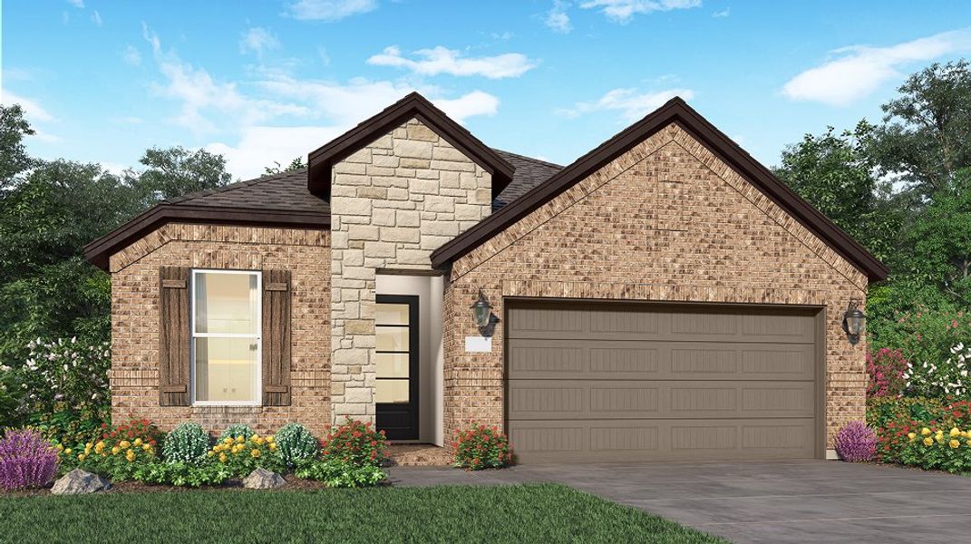 Front exterior of a new home in Sunterra: Bristol Collection, Katy, TX, highlighting curb appeal (Image 1).