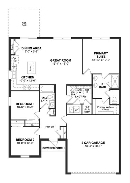 2D floor plan layout for the Azalea II by K. Hovnanian® Homes in Aspire at Port St. Lucie, Port St. Lucie, FL (Image 3).