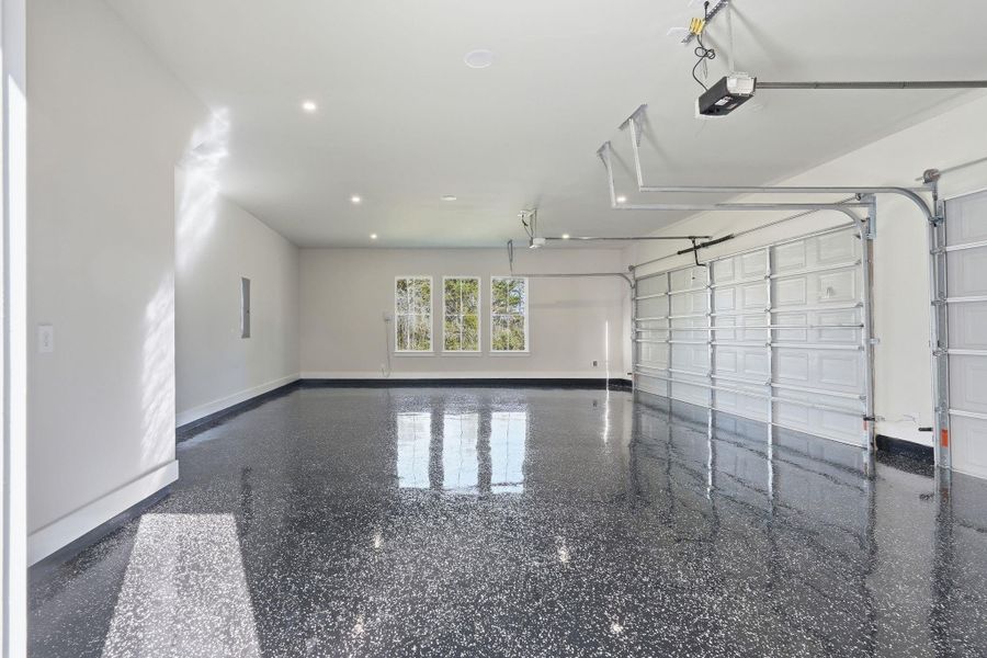 Unbelievable, professional epoxy flooring is found inside the garage for extremely easy maintenance.