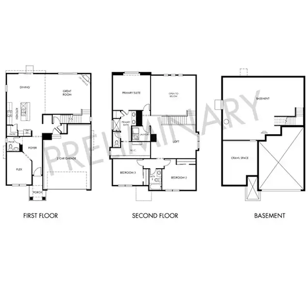 2D floor plan layout of this home in Buffalo Highlands: The Flora Collection, Commerce City, CO (Image 3).