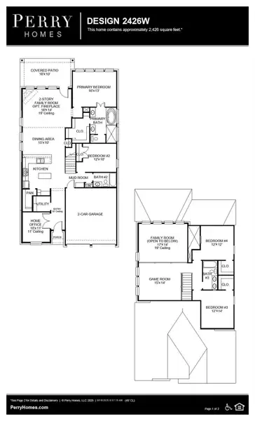 2D floor plan layout of this home in The Highlands 45', Porter, TX (Image 4).