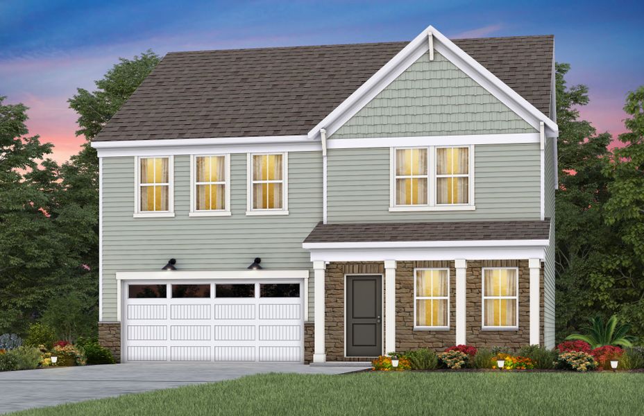 Representative exterior photo of a completed home built from the Hampton by Pulte Homes in The Retreat at Carolina Ridge, Harrisburg, NC (Image 22).