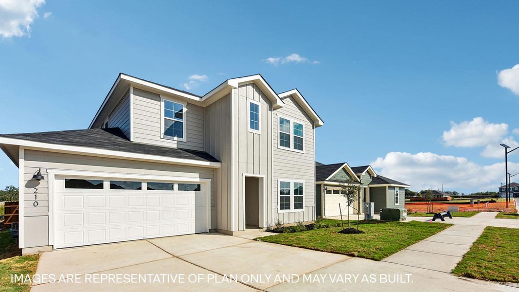Representative exterior photo of a completed home built from the The Naples by D.R. Horton in Watermill, Uhland, TX (Image 2). Representative exterior photo of a completed home built from the The Naples by D.R. Horton in Watermill, Uhland, TX (Image 2).