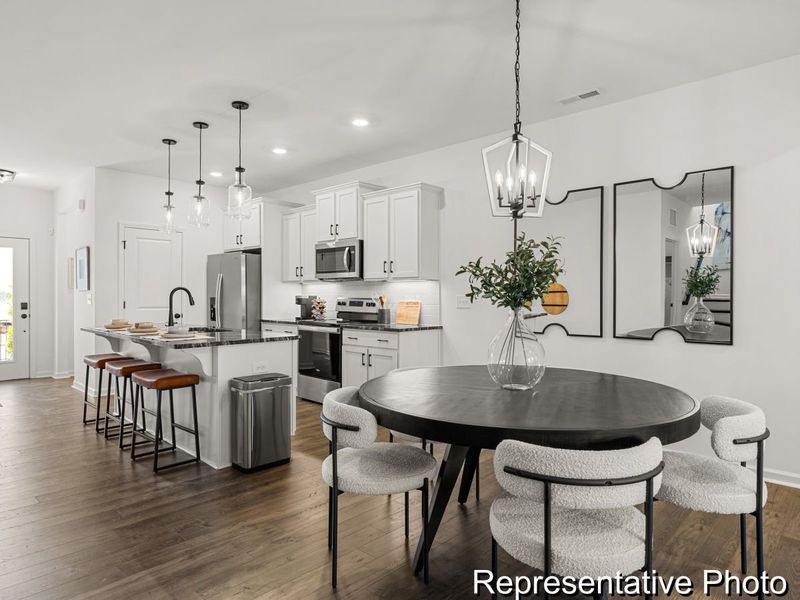 Furnished interior view inside a new home in North District at Flowers Plantation Townhomes, Clayton (Image 7). Furnished interior view inside a new home in North District at Flowers Plantation Townhomes, Clayton (Image 7).
