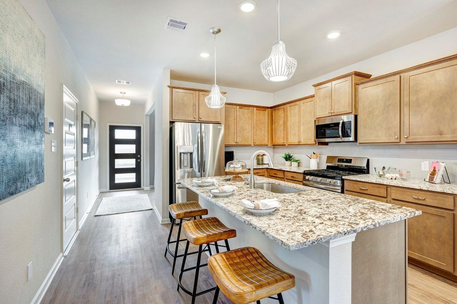 Piedmont- Kitchen. Sample image for illustration; upgrades, options, and colors may vary.