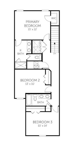 2D floor plan layout for the Eagle - Townhomes by Dream Finders Homes in Brook Forest - Townhomes, St. Augustine, FL (Image 6).