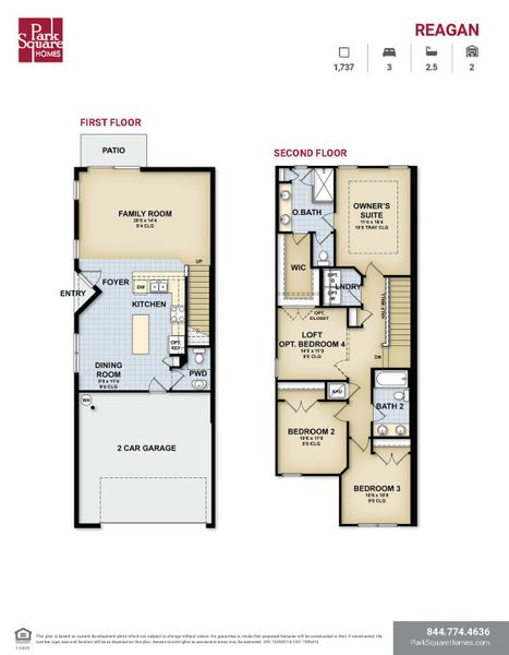 2D floor plan layout for the Reagan by Park Square Residential in Liberty Station, Orange City, FL (Image 3).