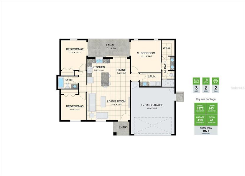 2D floor plan layout of this home in , North Port, FL (Image 2).
