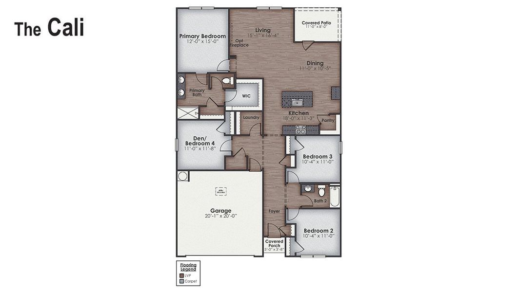 2D floor plan layout of this home in Grayson Park, Leland, NC (Image 4).