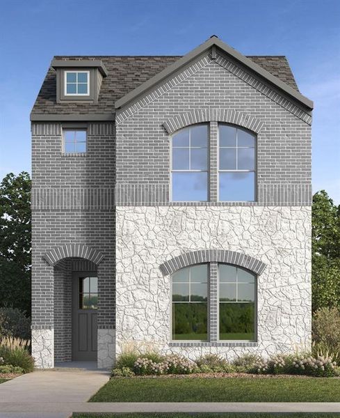 Front exterior of a new home in Waterbend, Euless, TX, highlighting curb appeal (Image 1).