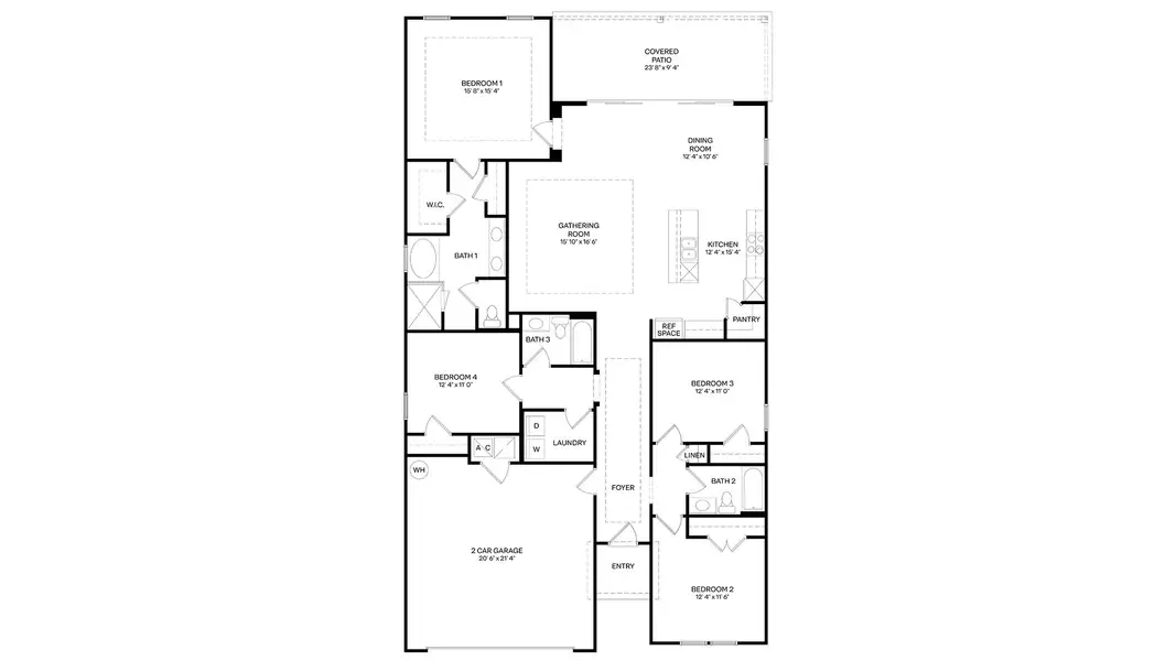 2D floor plan layout for the Lantana by D.R. Horton in Broward Key, Jacksonville, FL (Image 3). 2D floor plan layout for the Lantana by D.R. Horton in Broward Key, Jacksonville, FL (Image 3).