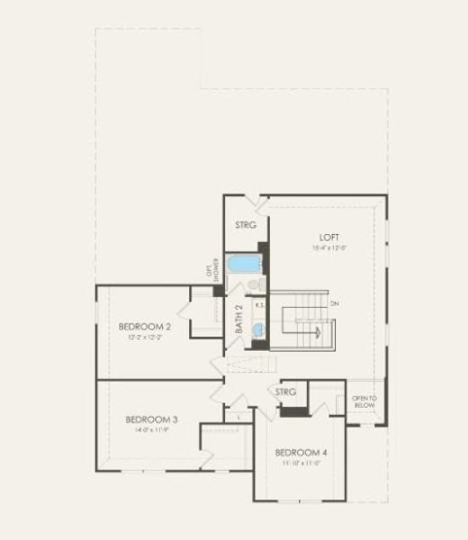 Pulte Homes, Beaumont/J floor plan second level Pulte Homes, Beaumont/J floor plan second level