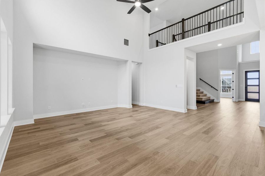 Family Room with soaring ceiling