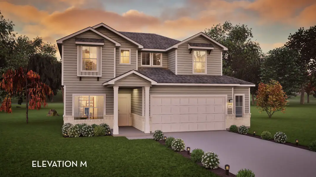 Representative exterior photo of a completed home built from the Blanco by CastleRock Communities in Whisper South, San Marcos, TX (Image 2). Representative exterior photo of a completed home built from the Blanco by CastleRock Communities in Whisper South, San Marcos, TX (Image 2).