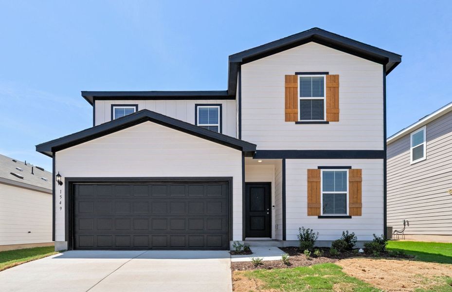 Front exterior of a new home in Skyview, Belton, TX, highlighting curb appeal (Image 20).